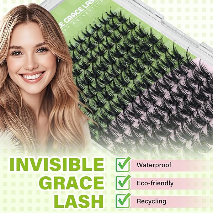 KEYYOU Fairy Wink Lash Clusters Eyelash Extension D Curl 144Pcs Eyelash Extension Wispy Natural Invisible Band with Waterproof DIY at Home(Fairy Wink-D-8-18MIX)