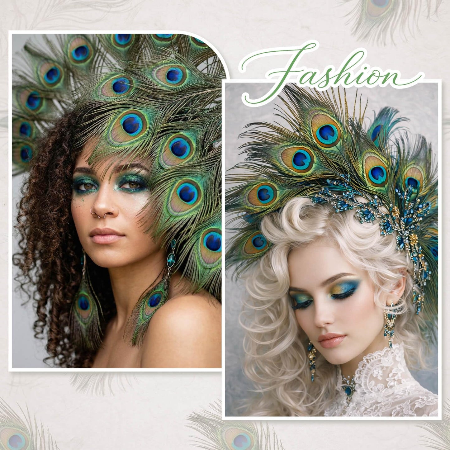 Piokio 50 pcs Natural Peacock Feathers in Bulk 19-22inch (58-68 cm) Bulk for DIY Craft, Wedding, Decoration