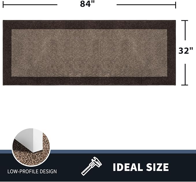 PURRUGS Dirt Trapping Door Mat 32" x 84", Non-Slip Washable Entry Mat, Dog Doormat, Front Door Mat, Super Absorbent Entrance Mat for Muddy Shoes & Paws, Grayish Brown & Coffee