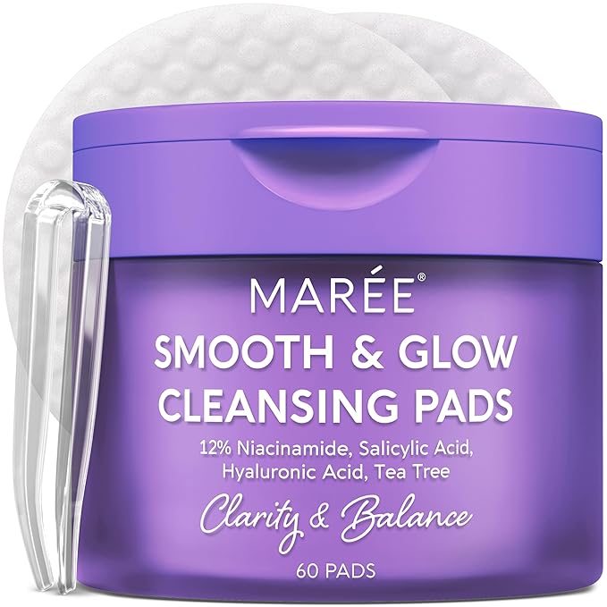 MAREE Niacinamide Toner Pads for Face Ã¢ÂÂ Exfoliating Pads with 12% Niacinamide, Salicylic Acid, Hyaluronic Acid & Tea Tree Ã¢ÂÂ Zero Pore, Uneven Skin Tone, Acne Clearing Facial Pads Ã¢ÂÂ Glow Up Device