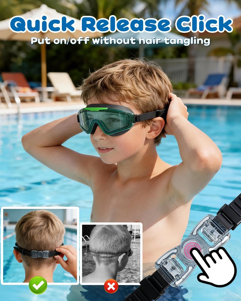 Freela 2 Pack Kids Swim Goggles for 6-14 8-12 8-14 4-7, Water Pool Swimming Goggles Anti-Fog 180° Wide View UV Protection, Soft Silicone Layer Waterproof No Leak Glasses for Youth Boys Girls