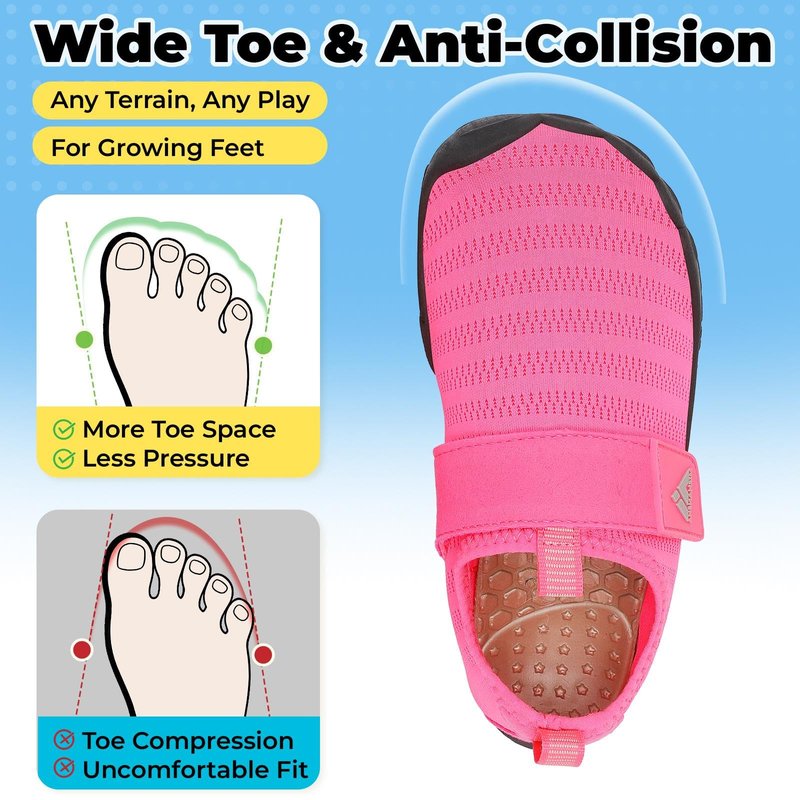 Mishansha Kids Water Shoes Quick-Dry Wide Toe Box Non-Slip Barefoot Shoes Beach Pool Swim Shoes Hot Pink 2 Big Kid