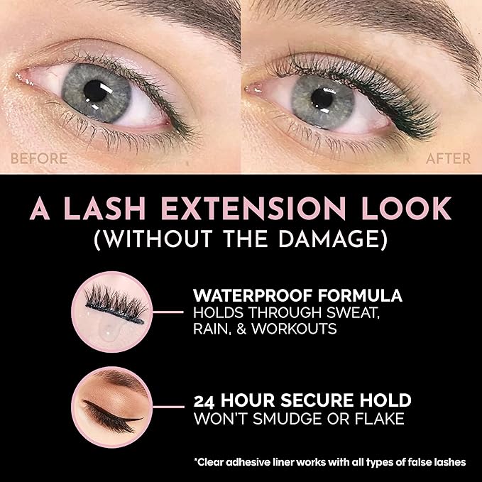 Luxillia 10-Piece Clear & Black Magnetic Eyelashes with Applicator & Magnetic Eyeliner Kit – Reusable Natural Magnetic Lashes – Easy Apply Lash Kit for Beginners – Waterproof Dramatic Looks