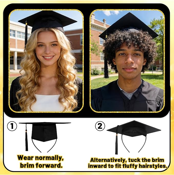 Sofeavo Graduation Cap Headband Insert - Secure Grad Cap Headband for Graduates, Women & Students - Keeps Hairstyle Intact for Graduation Hat Stability - Essential Hat Accessories