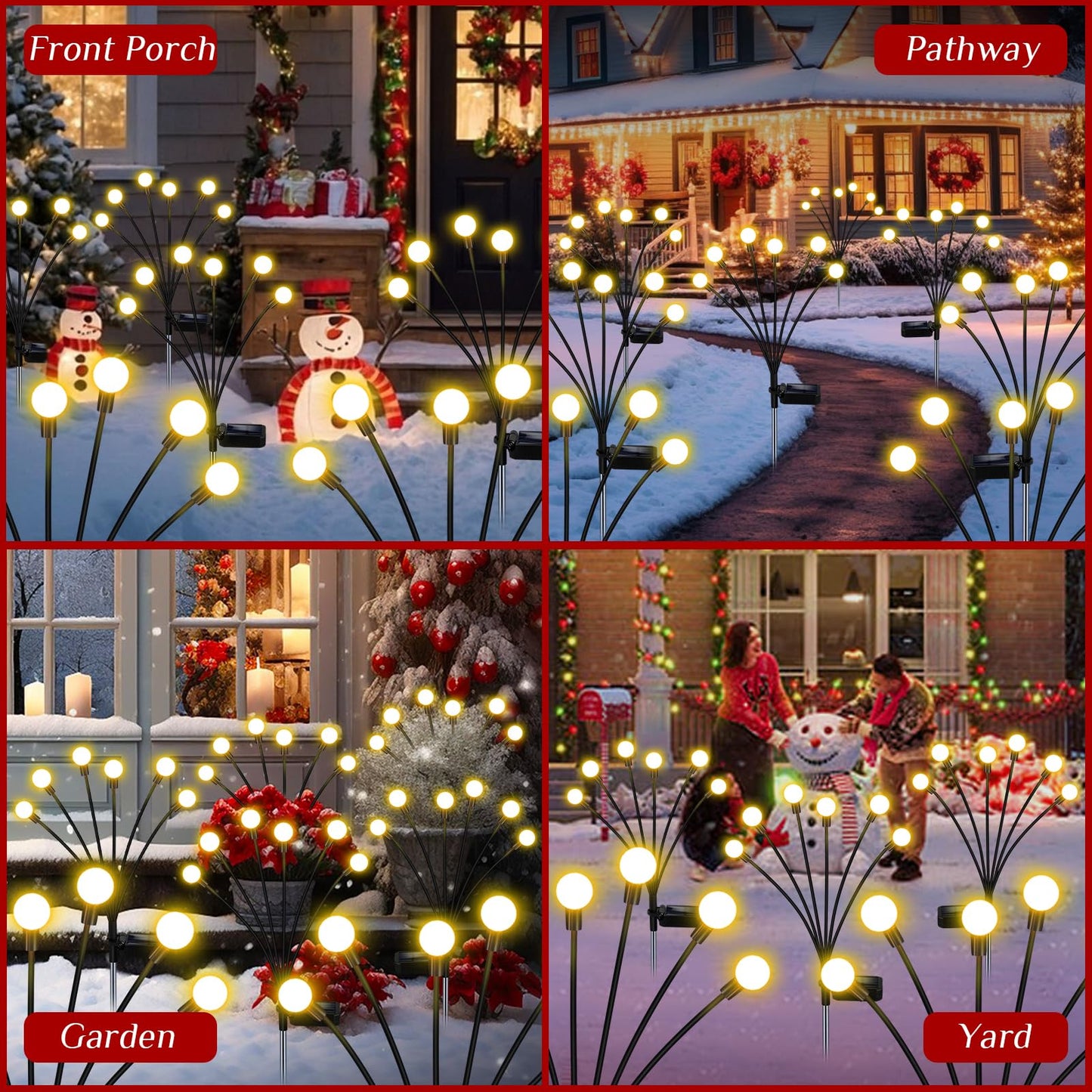 ZFNN Solar Garden Lights Outdoor, 4 Pack Firefly Swaying Lights, Waterproof Garden Decor for Yard Patio Pathway Lawn, Gardening Gifts for Women Christmas Decoration