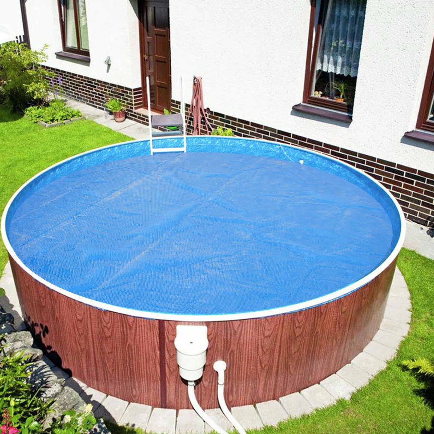 VINGLI 12Mil Solar Pool Cover, Rectangle Solar Blanket-Heavy Duty Solar Pool Cover for Above Ground Pool-Pool Solar Cover for Inground Pool (Blue, 18' Round)