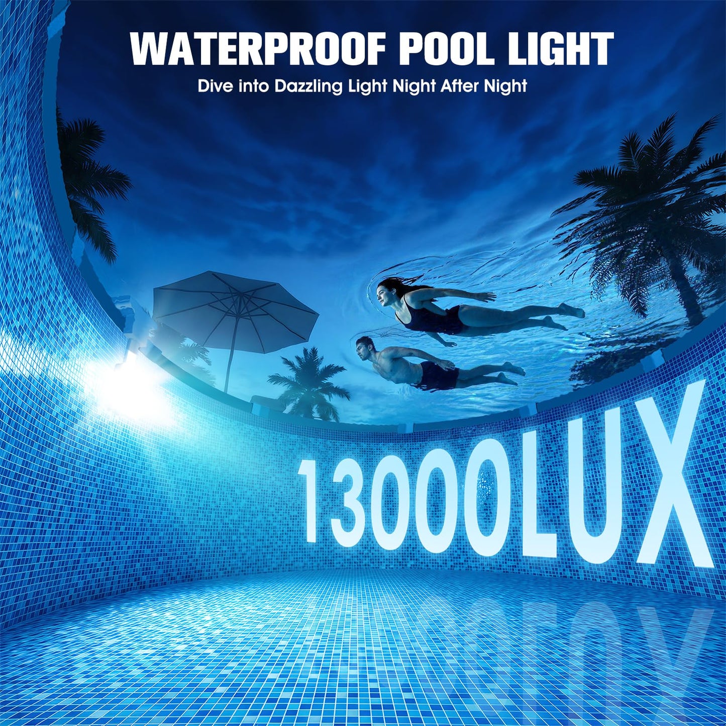 LightHacker Solar Pool Light for Steel Wall Above Ground Pool Light,Submersible Pool Light with LCD Pool Thermometer,Underwater light for Pool Accessories,10 Light Modes Swimming Pool LED Lighting,1PC