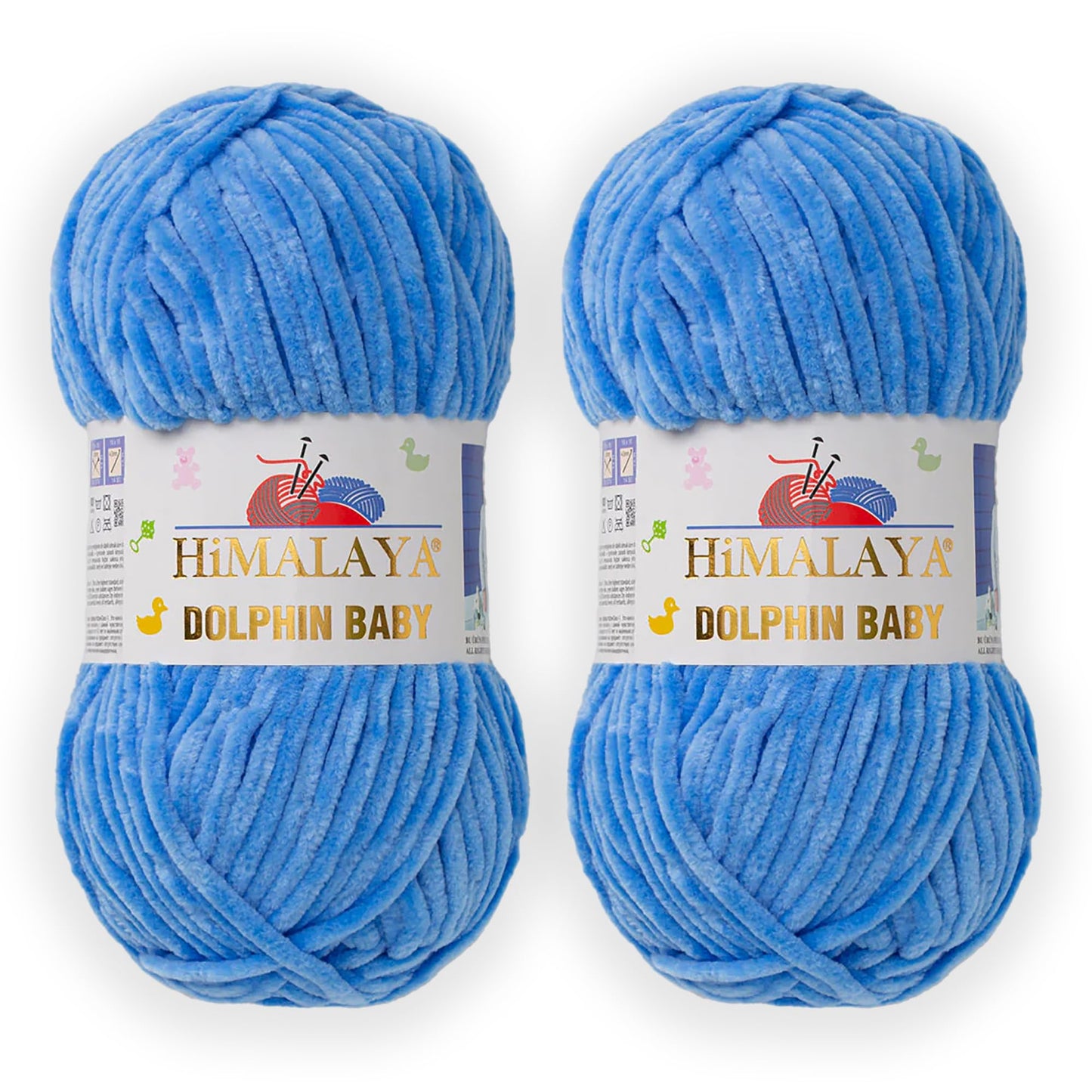 2 Skein/Pack Himalaya Dolphin Baby Chenille Yarn, Each Ball 100 gr (3.5 oz), 120 m (132 Yards), 100% Polyester, Super Bulky Baby Blanket Velvet Amigurumi Yarn, 80327 - Blue