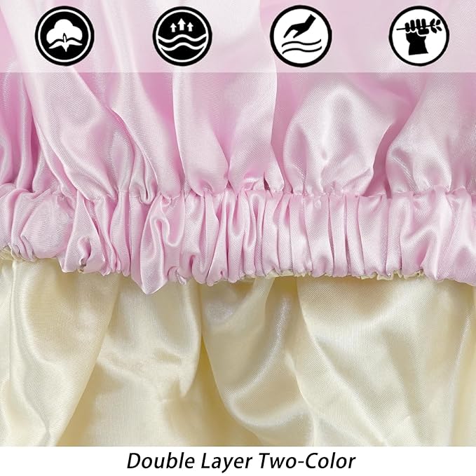 Satin Bonnet Silk Bonnet Hair Bonnet for Sleeping-Slouchy Beanie Hat Satin Sleep Cap for Women's Natural & Curly Hair(Pink)