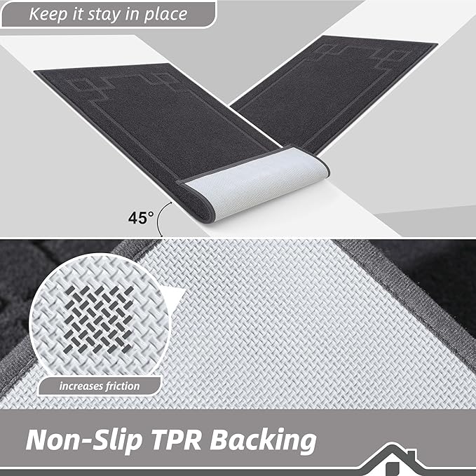 BEQHAUSE Door Mat 32" x 48", Non-Slip Door Mats Indoor Entryway Rugs Washable Low-Profile Absorbent and Stain Resist Floor Mats, Dog Door Mat for Front Back Door, Mud Wet Shoes & Paws, Dark Grey