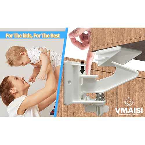 Vmaisi 20 Pack Cabinet Locks Child Safety Latches - Baby Proofing Cabinets Drawers Lock - Upgraded Stronger Adhesive Easy Installation - No Drilling