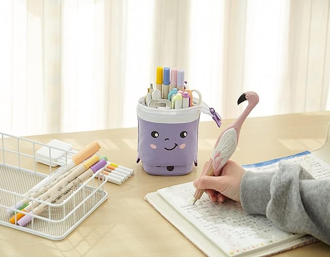 Telescopic Pencil Bag Pen Holder Pop Up Stationery Case, Stand-up Retractable Transformer Bag Standing Organizer, Great for Christmas Holiday New Year Office Bag