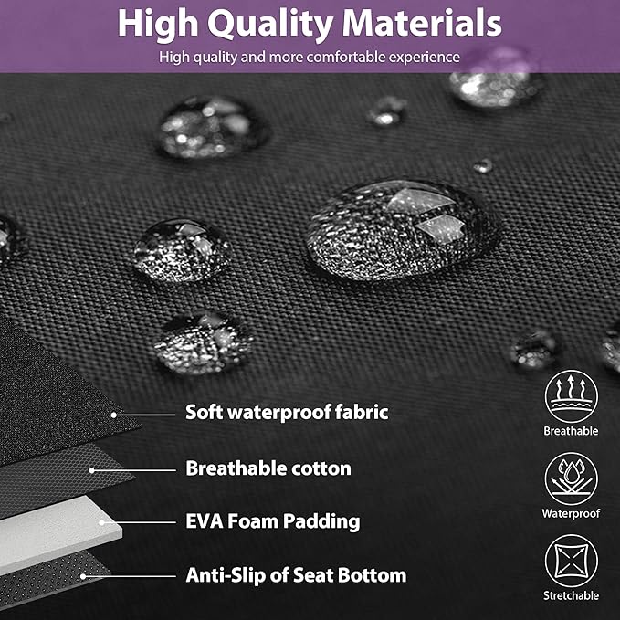 CCAR Pass Neoprene Wetsuit Seat Covers, Waterproof Car Seat Covers Full Sets with 5mm Composite EVA, Universal Fit for Car Sedan, SUV Trucks Anti Slip with Airbag Compatible(Black Purple)
