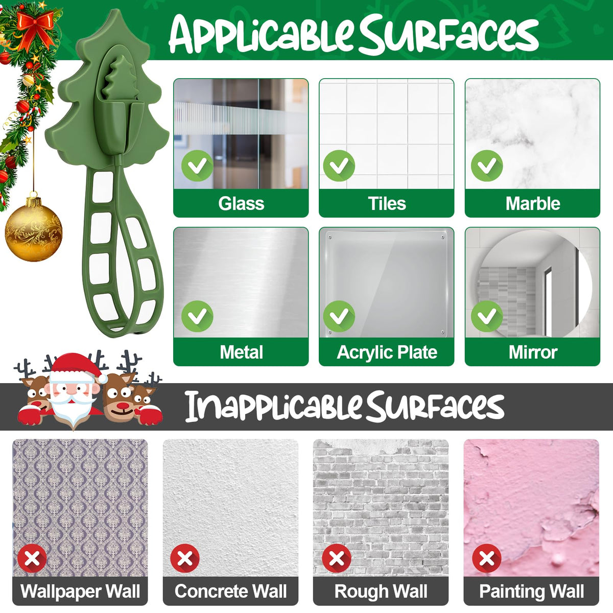 XANGNIER Christmas Garland Hooks for Mantle,Reusable Silicone Garland and Stocking Mantel Holders,Garland Hanging Hooks for Wall,Fireplace,Light,Ornament Decorations,Wreath Door Hanger Christmas Decor