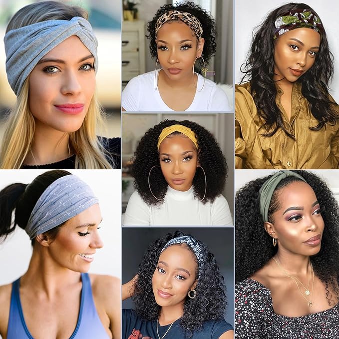 Kachanaa 6 Pcs Non-Slip Headbands for Women,Boho Hair Bands Soft Cross Elastic Head Bands Hair Accessories,Wear for Yoga Working Out Travel or Running