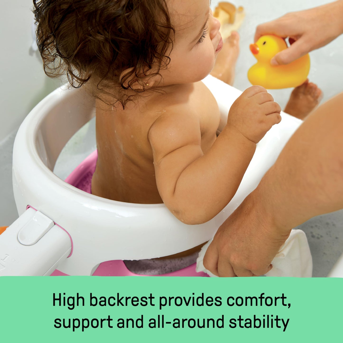 Ingenuity My Bath Seat for Sit-Up Baby Bathing, Sure & Secure Suction Cups, ASTM Safety Tested & Approved, Backrest for Assisted Sitting, Easy Setup & Storage, Pink