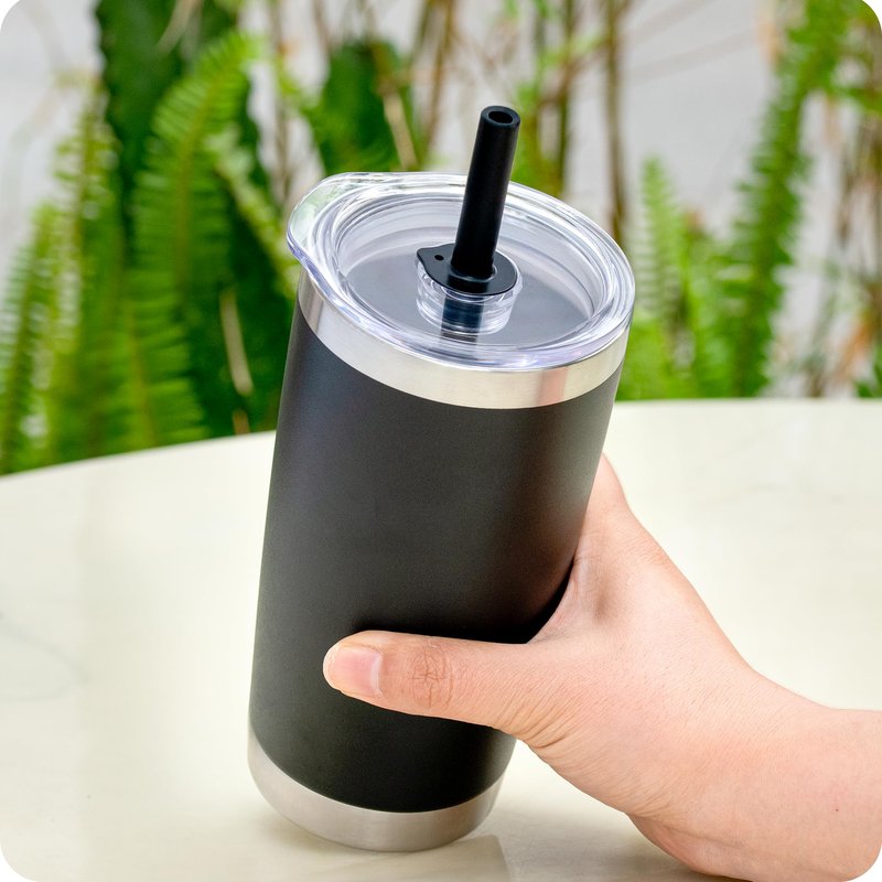 Prurex 20 oz Straw Lid - Replacement Leak - Proof Cover for 3.2 - inch Press - Fit Cup Mouths of Brands: TEEZWONDER, LEIOH, VIWIS, SUNWILL, NewEleven, MJZAKEFR, AXIARA, Niduilef, SANDJEST (Black)