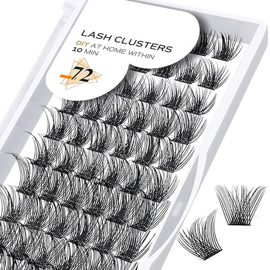 B&Q Lash Clusters B02 C Curl 18mm DIY Eyelash Extensions 72 Clusters Lashes C D Curl Mega Volume Individual Lashes Eyelash Clusters Extensions Individual Lashes Cluster DIY at Home (NM-C-18mm)