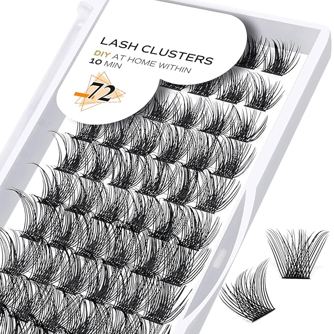 Lash Clusters B02 D Curl 12-18MIX DIY Eyelash Extensions 72 Lashes B&Qaugen Individual Eyelash Clusters Extensions Wispy Lashes Cluster DIY at Home (B02,D-12-18MIX)