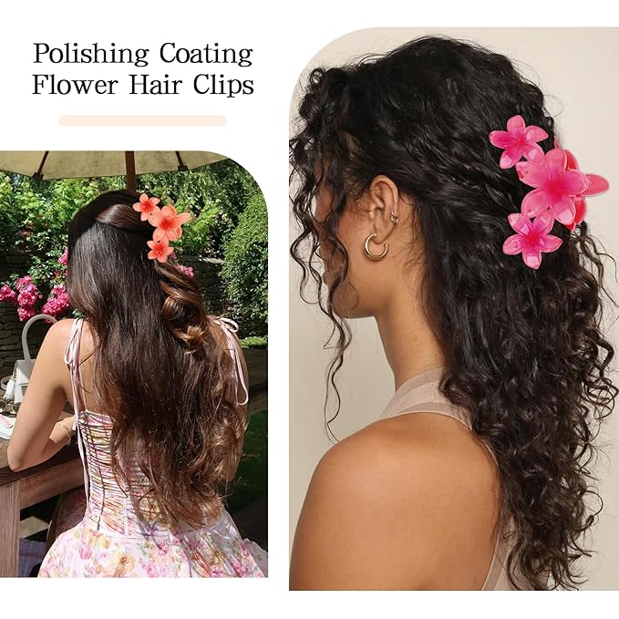 ANBALA 4PCS Hair Clips Flower Hair Clips Large Hawaii Flower Clip for Women Girls (Colorful)