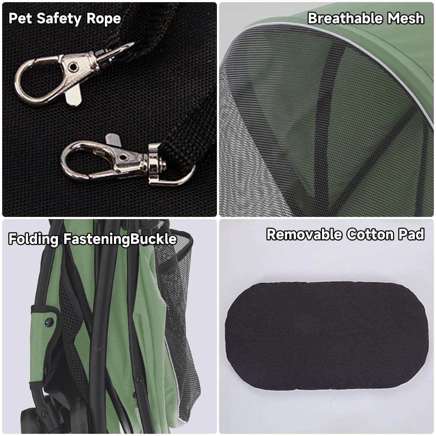 Sunny Sonny Foldable Jogger Pet Stroller with Weather Cover Storage Basket Pet Travel Carrier for S/M Dogs Cats up to 33lbs (Green)