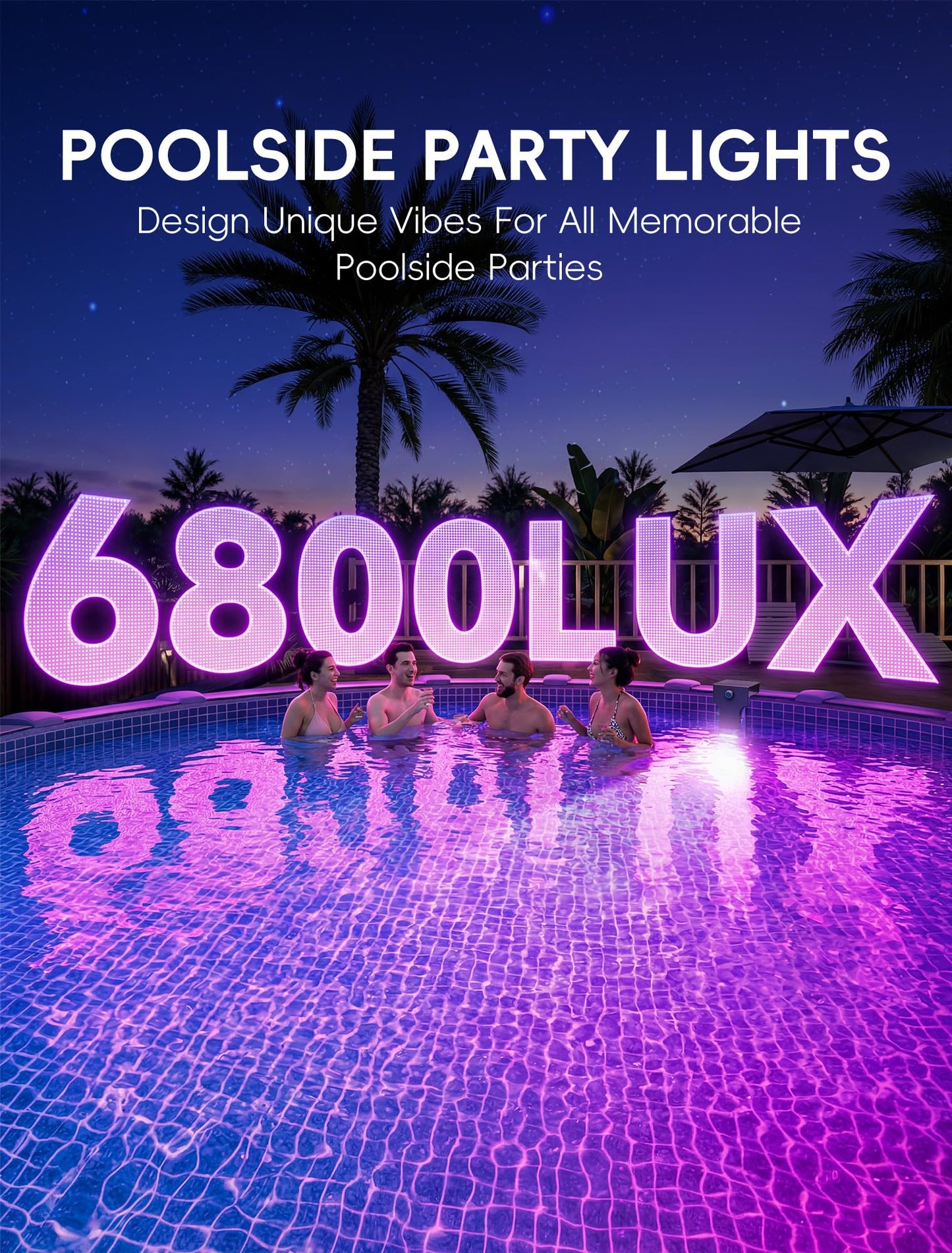 POOLHOUR Solar Pool Lights for Above Ground Pools (Steel Wall Only), LED Pool Wall Light with Remote & Timer, Submersible Underwater Lighting, 10-Color RGB 4-Mode Poolside Solar Lights, 1 Pack