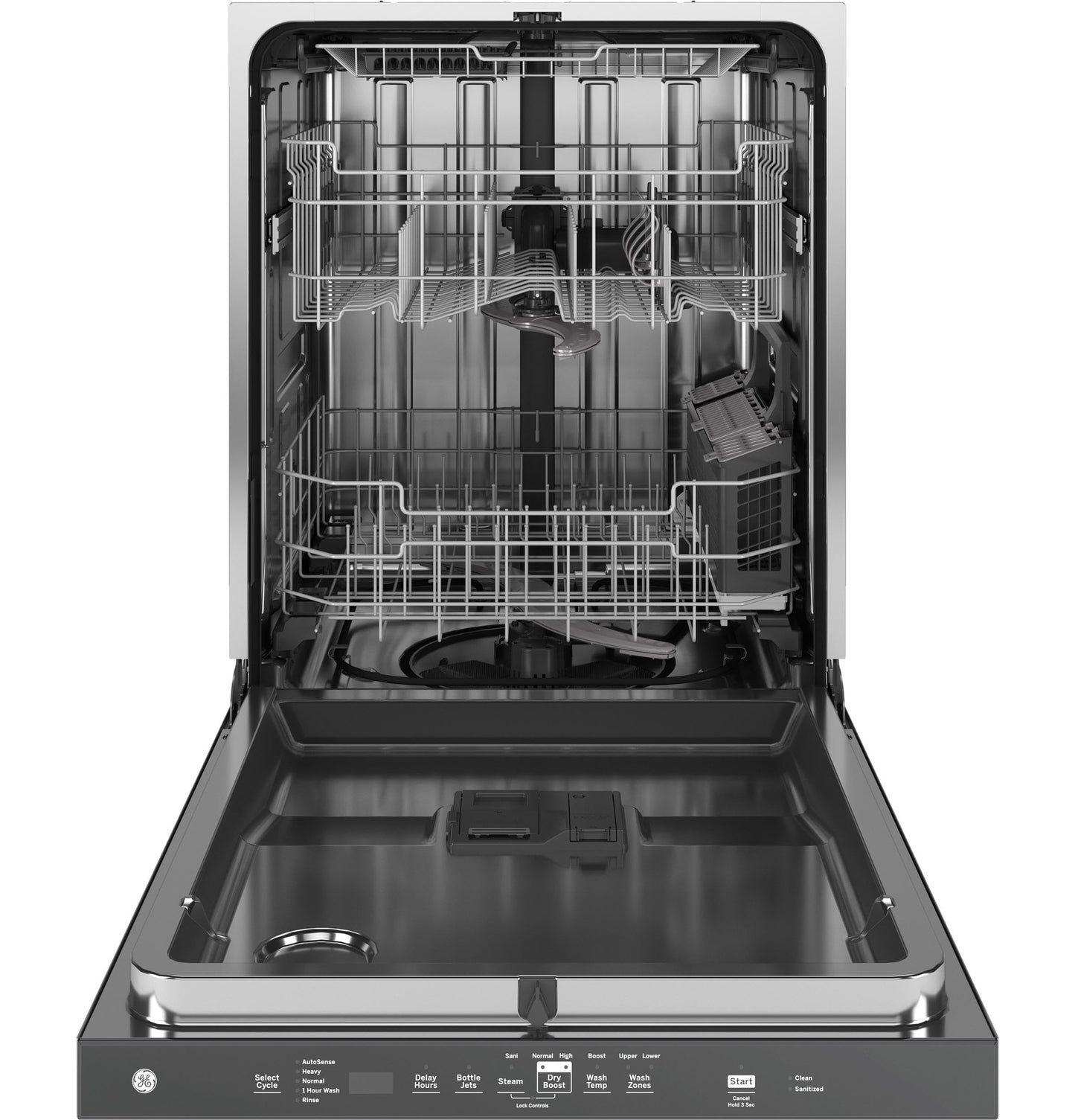 GE GDP670SGVBB 24″ Built-In Top Control Dishwasher with Stainless Steel Interior, 3rd Rack, Bottle Jets, 45 dBA – Black