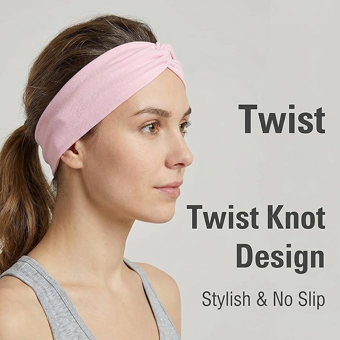 12 Pcs Stretchy Sport Headbands for Women,Absorbed Sport Headband Soft Twist Knotted Headbands for Yoga, Workout Daily Life
