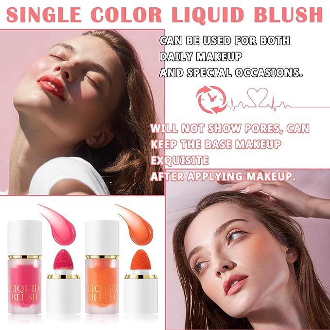2Pcs Blush Cream for Cheeks,Face Matte Contour Blush Makeup,Buildable Shimmer Facial Cheek Blusher Shades,Blendable Cosmetic Makeup Blush A1