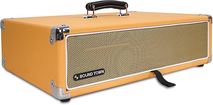 Sound Town Vintage 2U Amp Rack Case, 12.5" Depth with Rubber Feet, Dust Cover, Kickstand, Orange (STVRC-2OR)