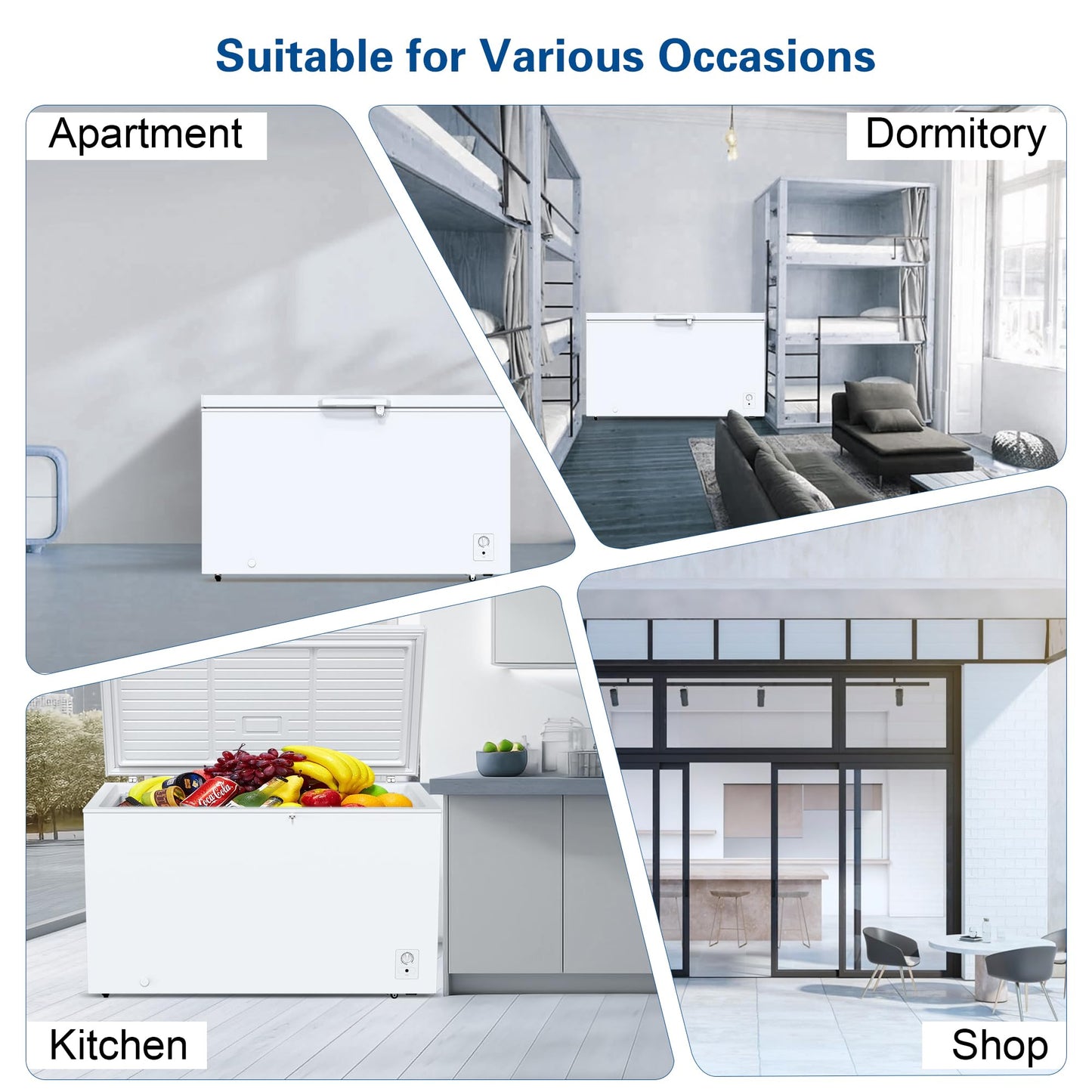 18.0 Cu.Ft Deep Freezer, Large Chest Freezer for Families with Removable Basket& 8 Adjustable Thermostat, Energy Saving Freezer Front Drain Free Standing Top Open Door for Home, Kitchen, White