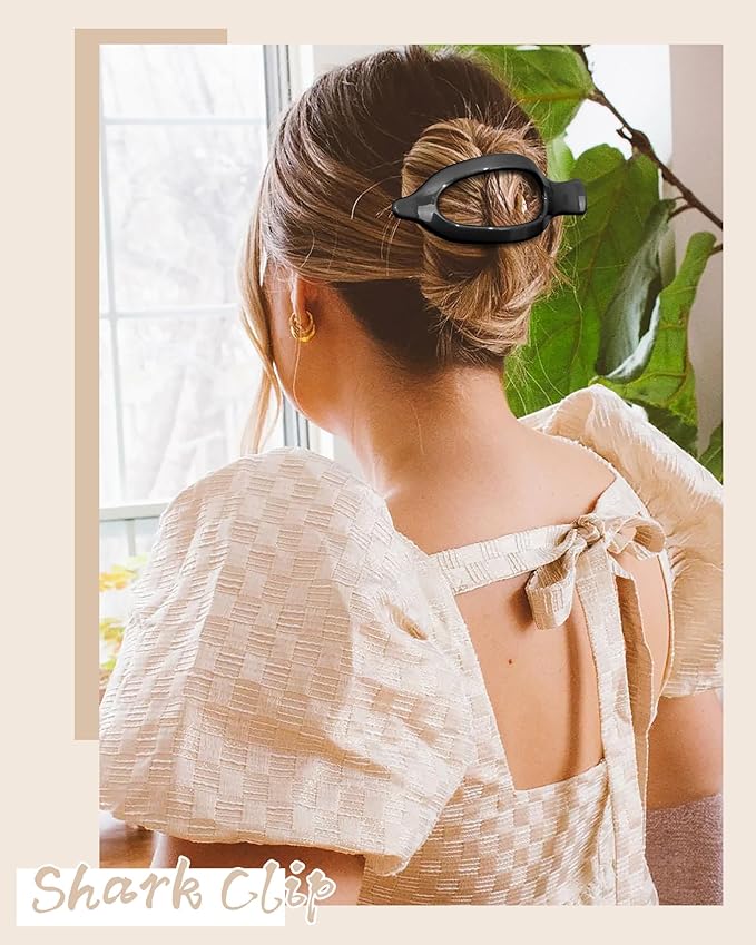 French Flat Hair Clips for Women - 6Pcs Flat Hair Claws for Thin Thick Hair Strong Hold No Slip Grip Hair Claw Clips for Women Girls (Transparent)