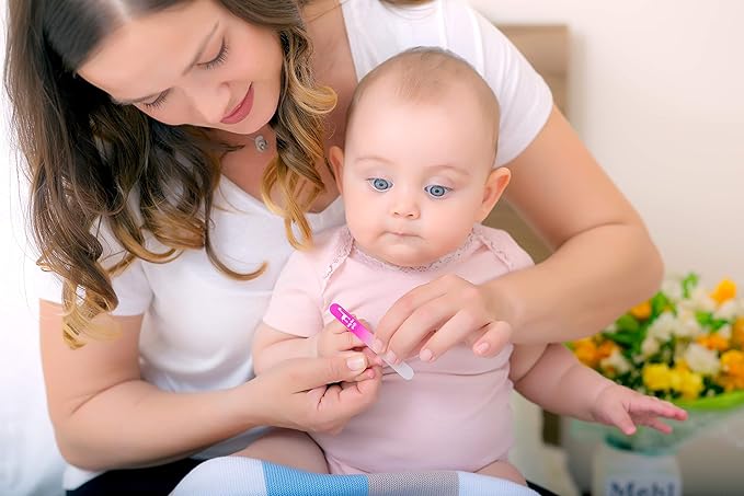 Baby Nail File, Safe Alternative for Nail Clippers, Must-Have Baby Essentials, Ideal Gift for Any Occasion Including Baby Shower, Pink - Baby Blue Giraffe