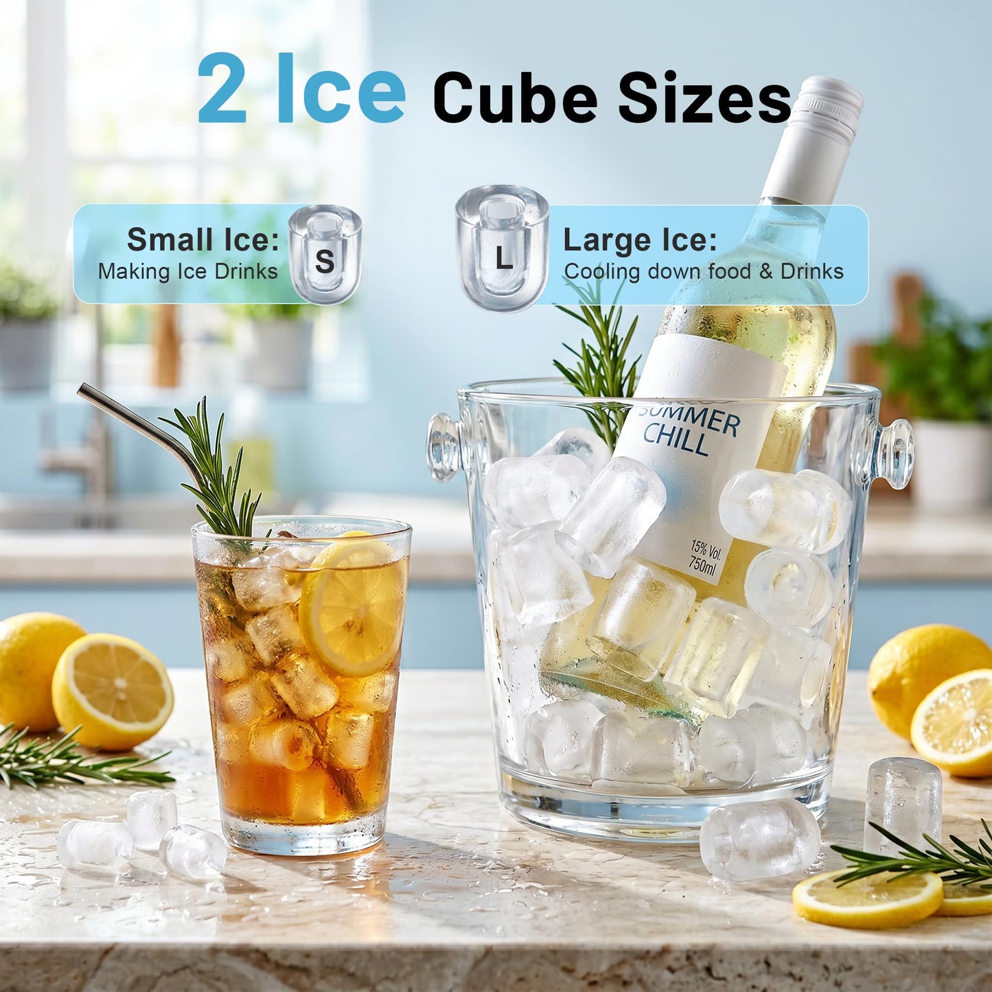 Cordless Portable Ice Maker, Battery Powered Ice Machine with Scoop, 2 × 20V Max 7.8Ah Rechargeable Batteries, Charger, Self-Cleaning, for Home, Kitchen, Camping, RV