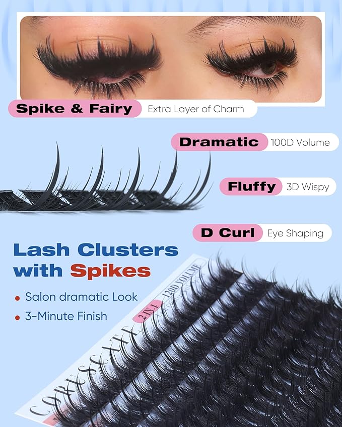 CORUSCATE Wispy Lash Clusters with Spikes Lashes Clusters Manga Cluster Eyelash Extensions Fairy Eyelash Cluster Anime Lash Extension Mink Strip Lashes Spikes Salon Finish Eyelashes Individual
