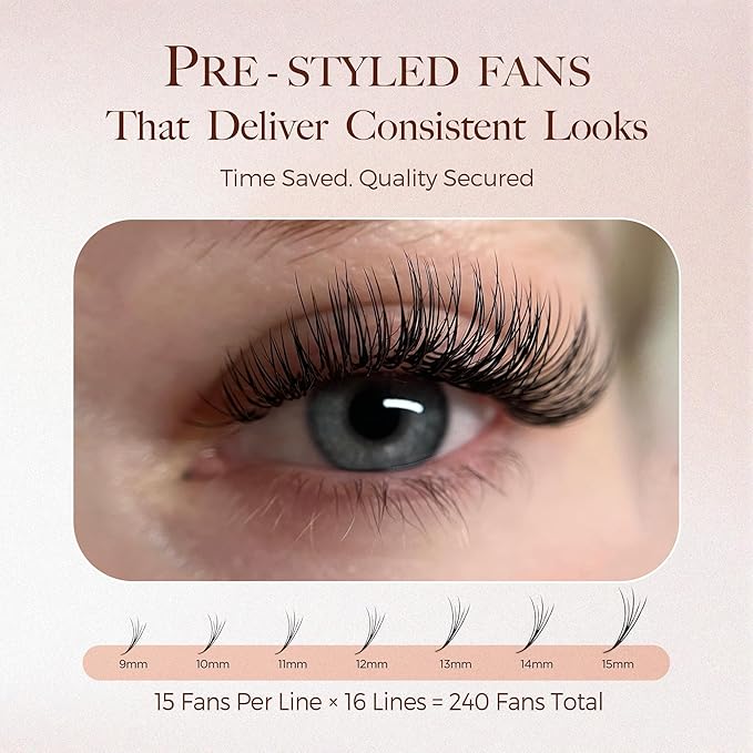 LASHVIEW Premade Volume Eyelash Extensions Mixed Tray Premade Lash Fans Pointed Handmade Thin Base (PFE02)