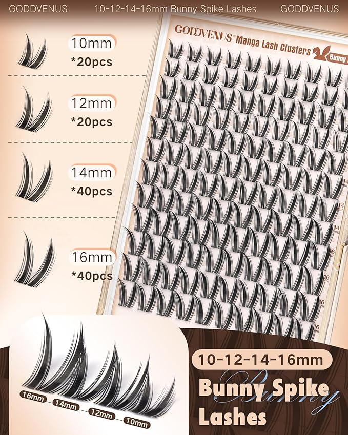 Goddvenus Wispy Bunny Manga Lash Clusters, Natural Cluster Eyelash Extensions, DIY Lash Extension at Home for Dolly Anime Look, Fairy Individual Lashes Clusters