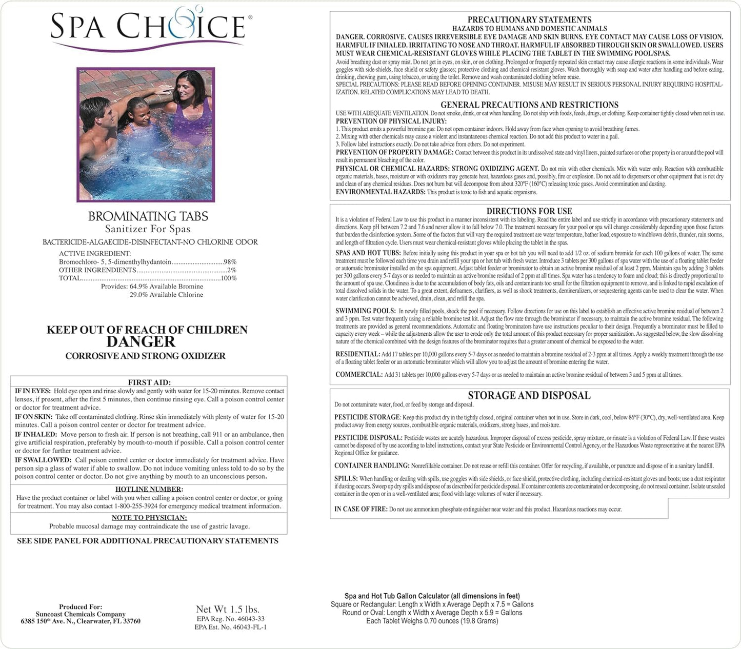 SpaChoice 1.5-Pounds Premium Brominating Tabs Sanitizer for Spas, Bromine Tablets for Spa Hot Tub, Made in USA