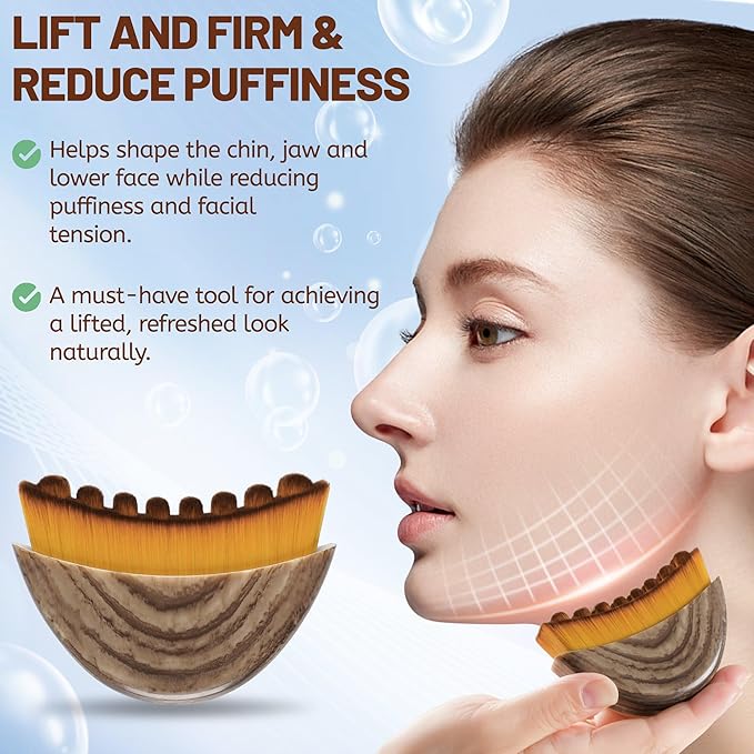 Lymphatic Contour Face Brush,Lymphatic Drainage Massager for Sculpting,Soft & Gentle Bristles Suitable for All Skin Types,Portable Ergonomic Gua Sha Brush with Travel Case