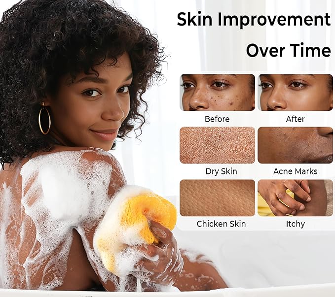 Real African Net Sponge - 2 Pieces Authentic African Wash Cloths for Showering - Exfoliating Body Sponges for Bathing Yellow & Forest - Back Scrub Exfoliator Scrubber for Body Bath Accessories
