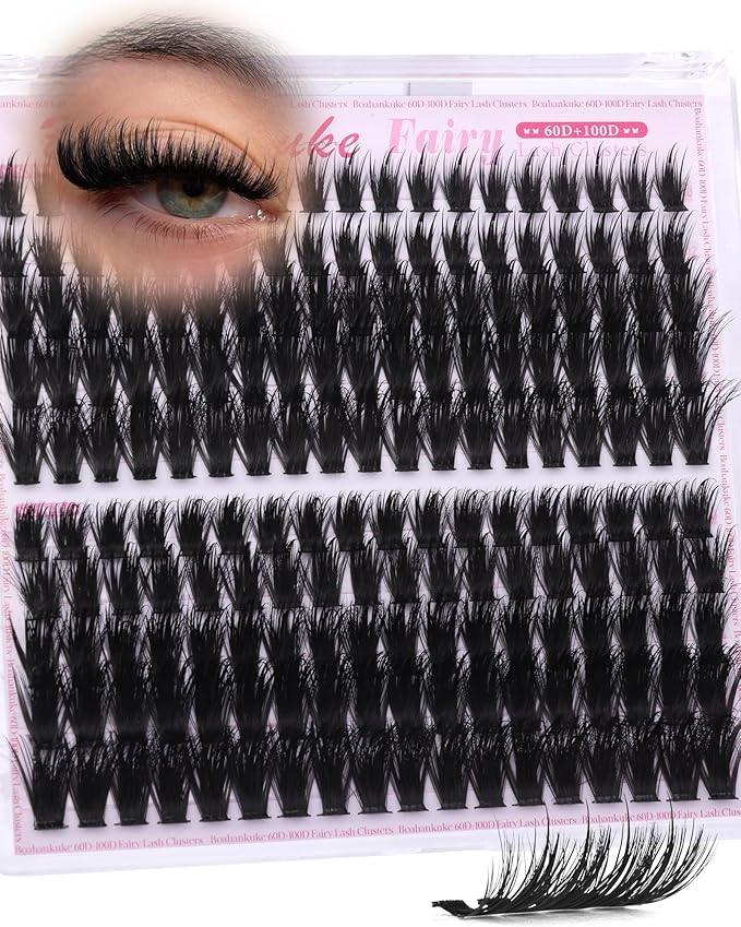 Lash Clusters with Spikes Fluffy Eyelash Clusters Fairy Cluster Lashes 10-18mm Wispy Cluster Eyelash Extensions 60D+100D Volume Individual Lashes D Curly Lash Extensions by Boahankuke