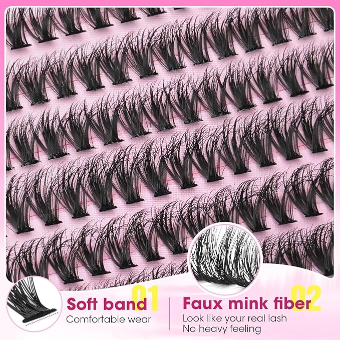 Short Lash Clusters 8-12mm Natural Fluffy Eyelash Clusters Wispy DIY Lash Extensions CC Curl Individual Lashes Clusters with Soft Band by Yawamica