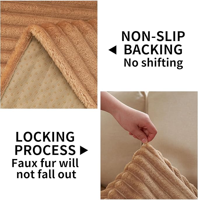 HAOMAIJIA Waterproof Couch Cover for Dogs Washable,Faux Fur Pet Couch Covers for Sofa,Soft Dog Bed Cover Non-Slip Couch Covers for 2 Cushion Couch Sofa Pet Friendly (Khaki, 35" x 47" 1 Pack)
