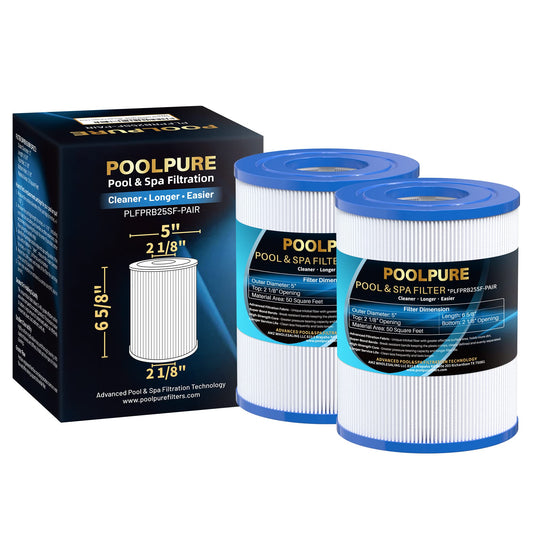 POOLPURE PRB25SF Spa Filter Replaces Unicel C-4405, Filbur FC-2387, PRB25SF-PAIR, Marquis 20342, R172464, APCC7062, CMP 25392-000-100, 17-2464, 817-5010 Hot Tub Filter 2 Pack