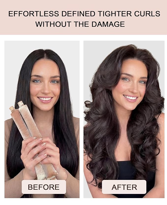 Littles Heatless Curls Overnight Rods No Heat Hair Curlers to Sleep in Foam Soft Hair Rollers for Short & Long Hair Blowout Look, Heatless Flexible Curling Rod Set with Satin Wrap for Sleeping