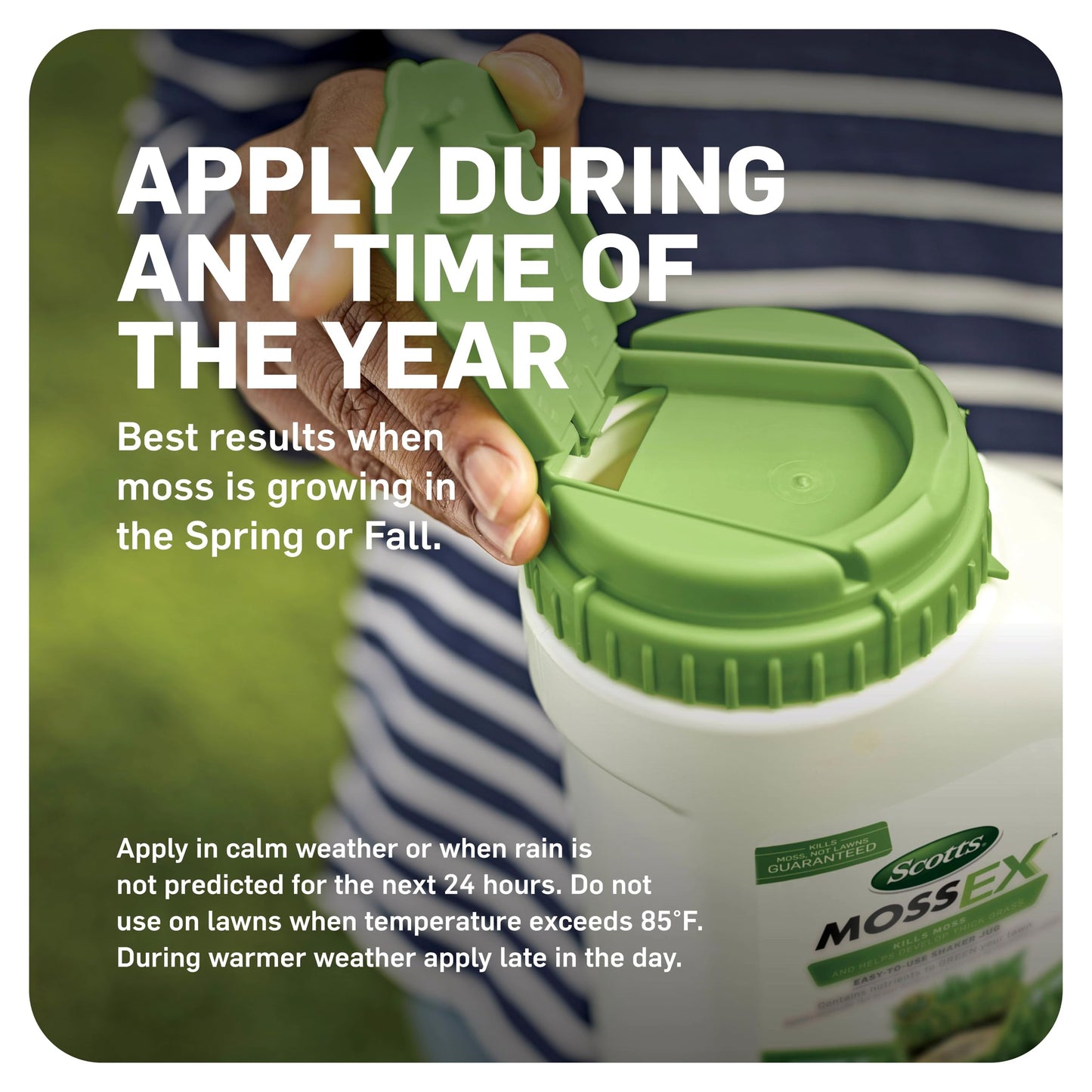 Scotts MossEx, Moss Killer for Lawns, Easy-to-Use Shaker Jug, Contains Fertilizer to Green Grass, 4.59 lbs.