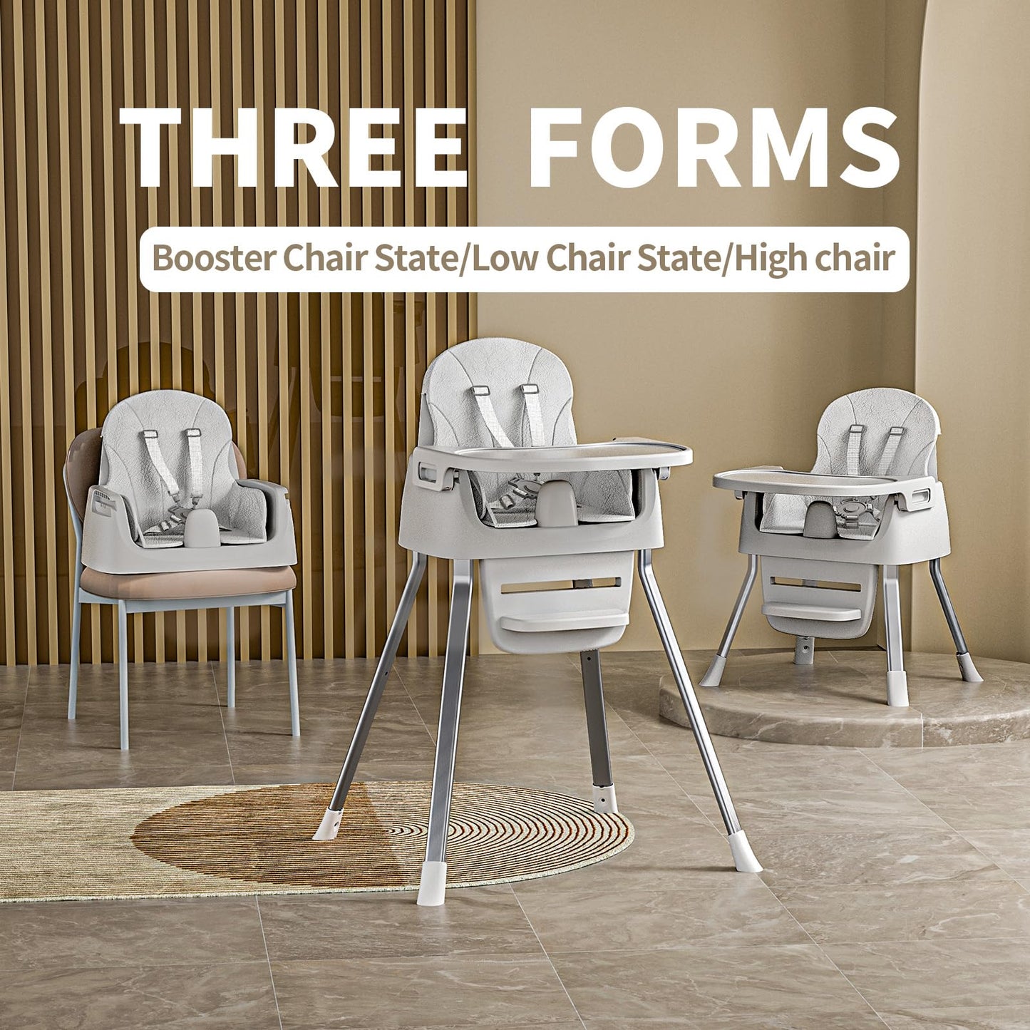 Portable Baby Highchair for Months Infants and Toddlers with 5 Point Harness Convertible Comfortable Seat for Cozy Eating Table Sit Up High Chair and Seats for Sitting Up Back Booster Feeding Chairs
