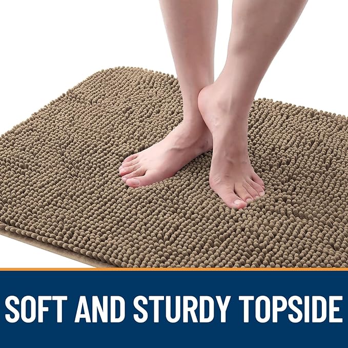 OLANLY Dog Door Mat for Muddy Paws 70x35, Absorbs Moisture and Dirt, Absorbent Non-Slip Washable Doormat, Quick Dry Chenille Mud Mat for Dogs, Entry Indoor Entryway Carpet for Inside Floor, Tan