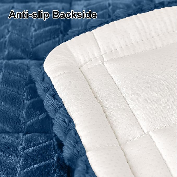Smiry Non Slip Couch Covers for Dogs, Fuzzy Pet Couch Covers for 3 Cushion Sofa Pet Friendly, Soft Sofa Slipcovers Cushion Furniture Protector Washable (Navy Blue, 27.6" x 82.7")