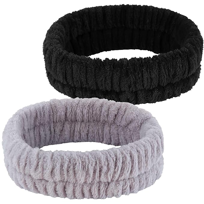 Spa Headband, Makeup Headband for Washing Face,Hair Bands Men,Black and Grey